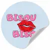Bisou - Blauw - Roze - Lippen Wandcirkel behangsticker klein -3d