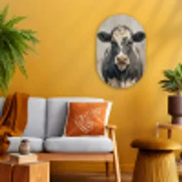 Koe - Portret - Dieren - Modern Wandcirkel Ovaal Forex klein -sfeer4