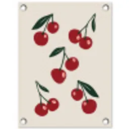 Kersen - Blaadjes - Rood tuinposter los doek klein -3d