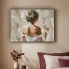 Vrouw - Verf - Abstract - Beige - Modern Textielframe zwart klein -sfeer1