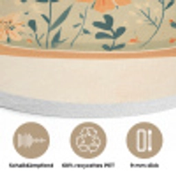 Oranje - Theepot - Bloemen - Bladeren Akoestische PET Vilt - Rond klein -closeup_DE