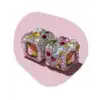 Sushi - Rolletjes - Steentjes - Kleurrijk Wandcirkel Organisch Plexiglas middel -3d