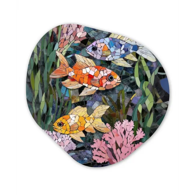Vissen - Koraal - Zee - Mozaïek Wandcirkel Organisch Forex 3mm klein -3d