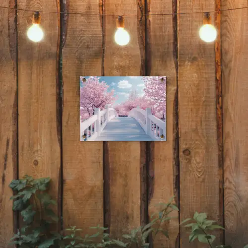 Brug - Kersenbomen - Wit tuinposter los doek klein -sfeer1