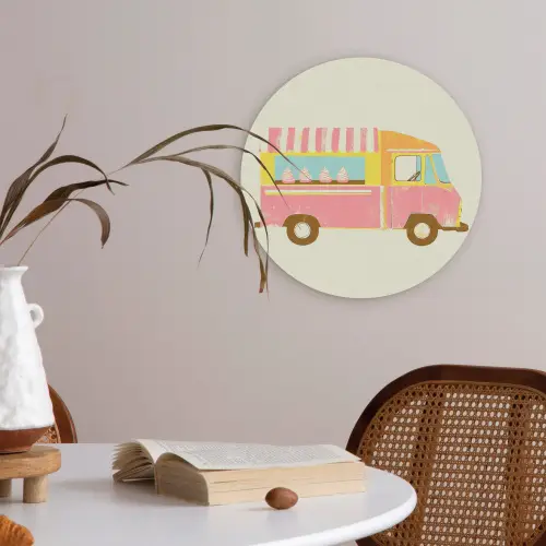 Ijskar - Retro - Softijsjes - Roze Akoestische PET Vilt - Rond klein -sfeer3