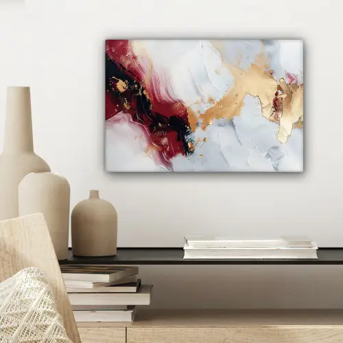 Rood - Abstract - Goud - Modern canvas 2cm klein -sfeer6