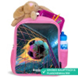 Neon - Net - Voetbal - Kleurrijk Kinderrugzak - Roze middel -inhoud_DE