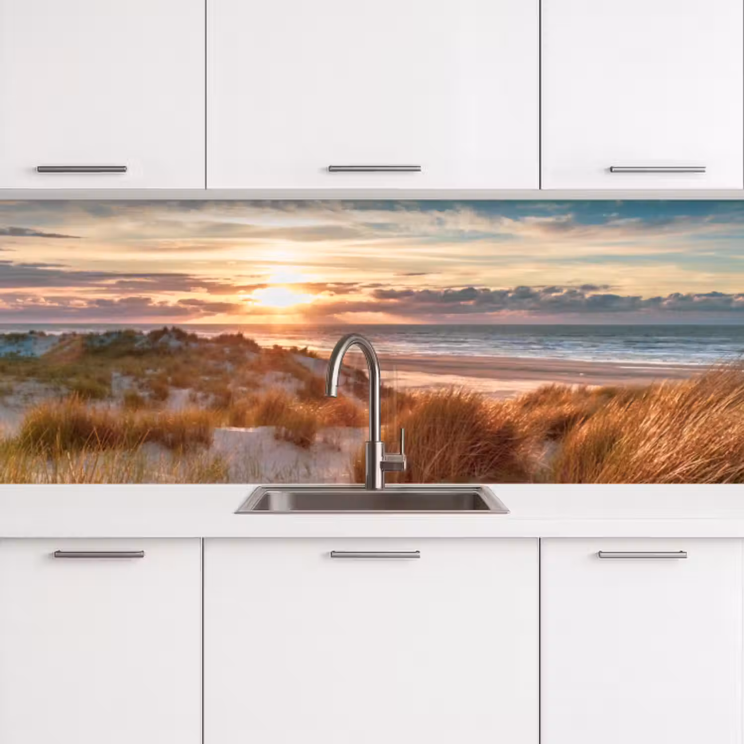 Küchenrückwand - Düne - Pflanzen - Sonnenuntergang - Strand - Meer