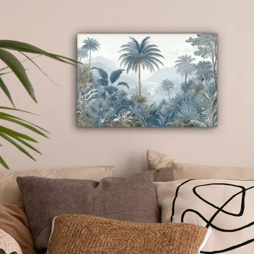 Jungle - Modern - Blauw - Groen canvas 2cm klein -sfeer1