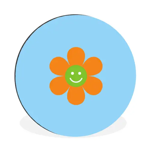 Bloem - Smiley - Kleurrijk Wandcirkel aluminium klein -3d