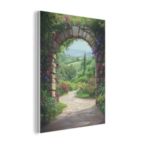 Doorkijk - Landschap - Bloemen - Pad - Uitzicht PET vilt klein -3d