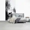 Boot - Rivier - Bamboe - Wit fotobehang vinyl groot -slaapkamer
