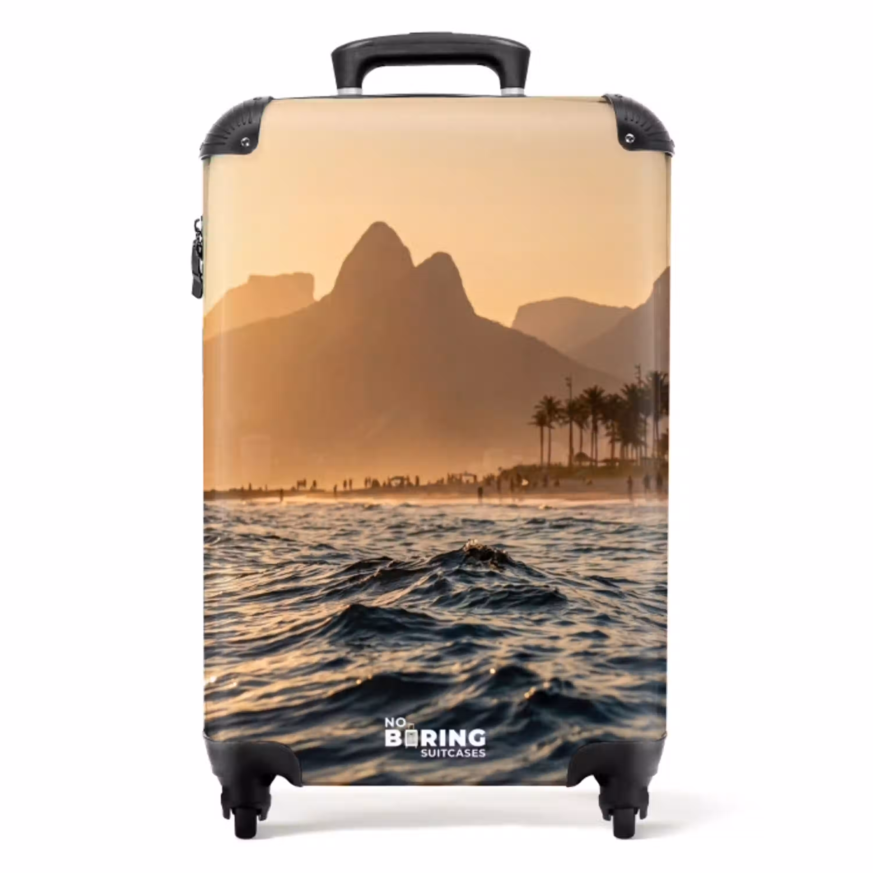 Zee - Golven - Zonsondergang - Kust - Goud NBS - Handbagage koffer - Volwassenen Unisex middel -productfoto_recht
