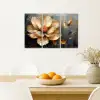 Bloem - Goud - Abstract - Verf Canvas - Meerluiken 3 luik klein -sfeer4