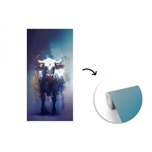 Stier - Zwart - Abstract - Horens fotobehang vinyl groot -3d