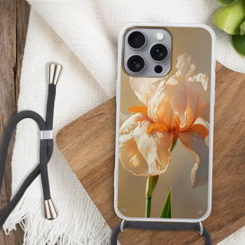 Close up - Oranje - Iris Hoesje iPhone 16 Pro Max met koord klein -sfeer4
