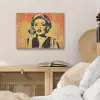 Retro - Vrouw - Koptelefoon - Oranje PET vilt klein -sfeer3