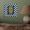 Patroon - Geblok - Blauw - Slow down you're doing fine aluminium wit klein -sfeer2