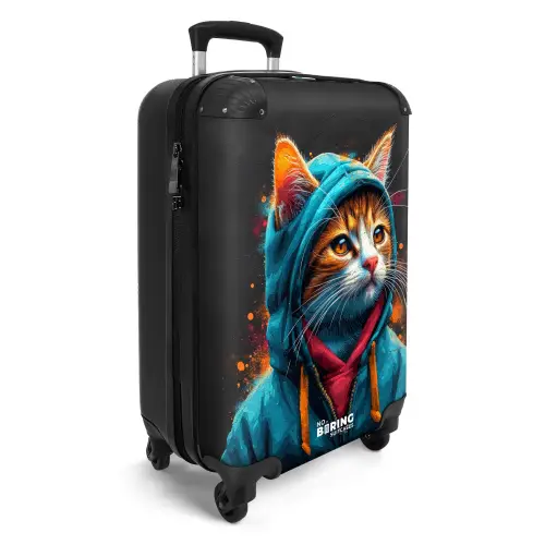 Graffiti kat met blauw vest NBS - Handbagage koffer - Kinderen Unisex middel -productfoto_3d