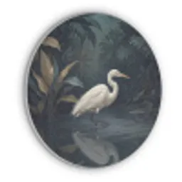 Reiger - Water - Natuur - Modern - Wit Akoestische PET Vilt - Rond klein -3d