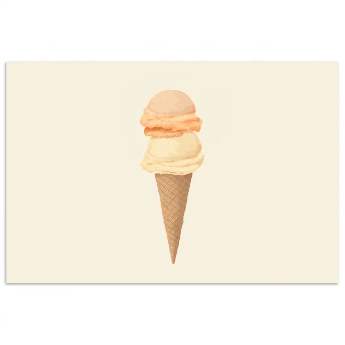 Minimalistisch - Schepijs - Hoorntje - Beige poster papier klein -3d