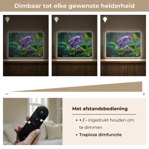 Viooltjes - Paars - Bloem - Bladeren Light Box met batterij (Wandlamp) middel -USP_dimbaarNL
