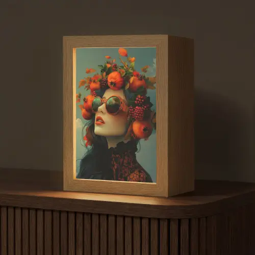Vrouw - Granaatappel - Herfst - Zonnebril Light Box met kabel (Tafellamp) klein -z3d_website