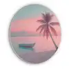 Zee - Boot - Zonsondergang Akoestische PET Vilt - Rond klein -3d
