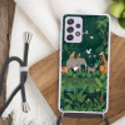 Tropisch - Jungle -  Groen Hoesje Samsung Galaxy A52 5G met koord klein -sfeer4