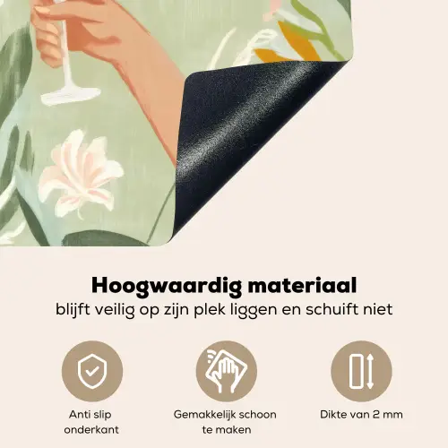 Glazen - Proosten - Bladeren - Groen Inductie beschemer met haakjes klein -ky-onderkant-nl