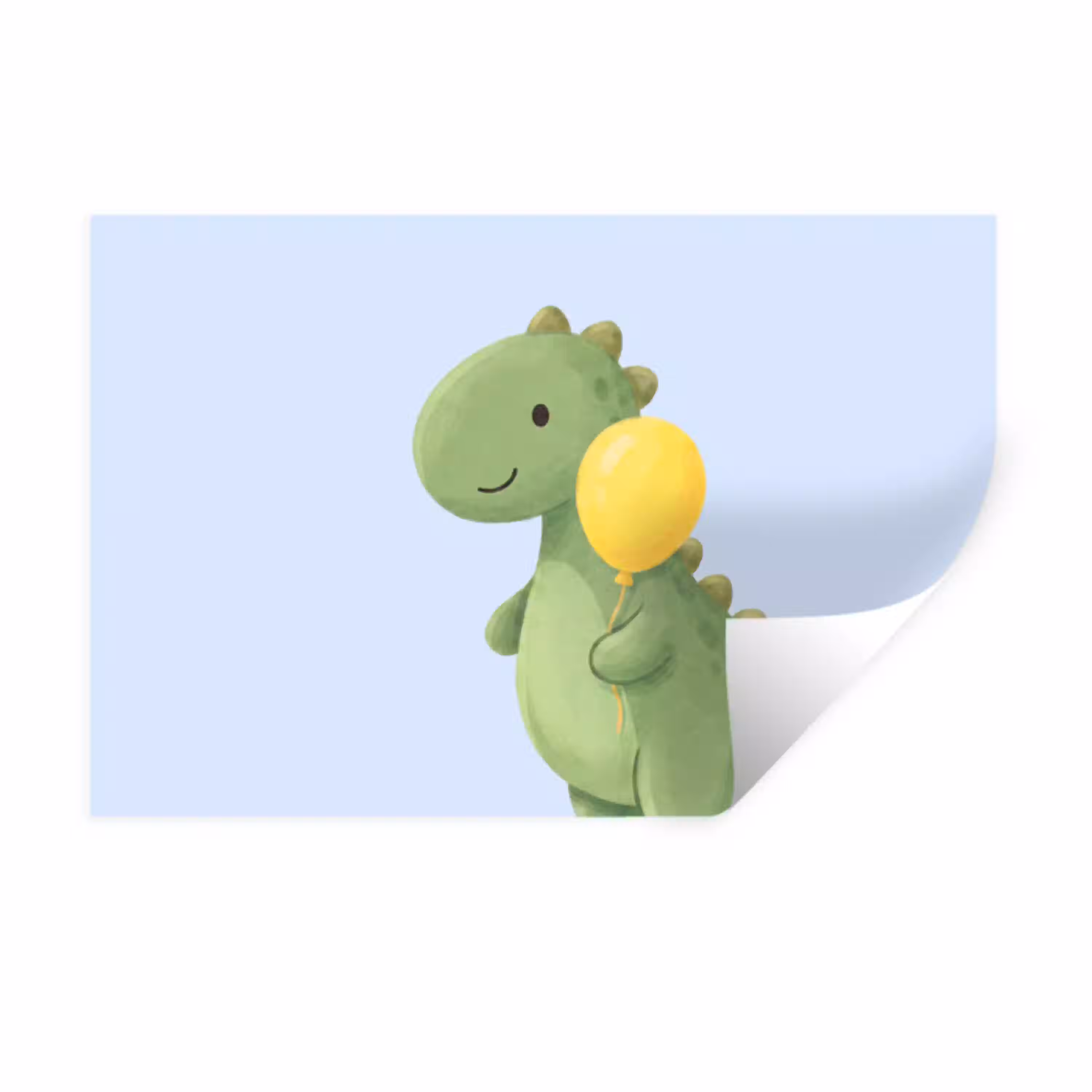 Dinosaurus - Ballon - Kinderkamer - Illustratie - Groen Muursticker klein -3d