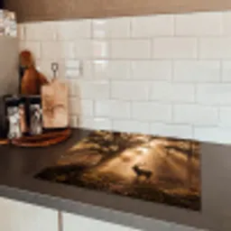 Hert - Bos - Mistig - Natuur - Goud Inductie beschermer vinyl 3mm middel -sfeer3