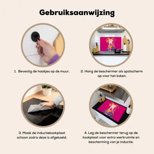 Geit - Hoorns - Kimono - Kleurrijk Inductie beschemer met haakjes klein -ky-gebruik-nl