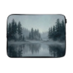 Bos - Meer - Mist - Natuur - Grijs laptophoes neopreen klein -3d