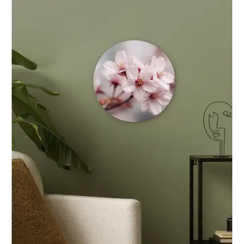 Bloesems - Meeldraden - Geel - Wazig Wandcirkel kunststof plaat 5mm dik klein -sfeer3