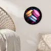 Macarons - Dessert - Graffiti - Kleurrijk - Roze - Blauw - Geel Wandcirkel kunststof plaat 5mm dik klein -sfeer5