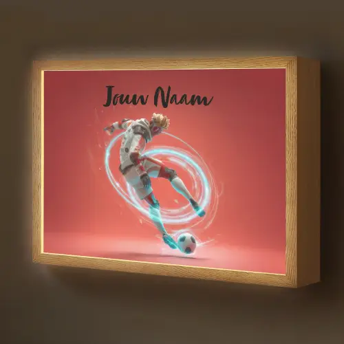 Voetbal - Jongen - Rood - Lichtcirkel Light Box met batterij (Wandlamp kind) middel -z3d_website