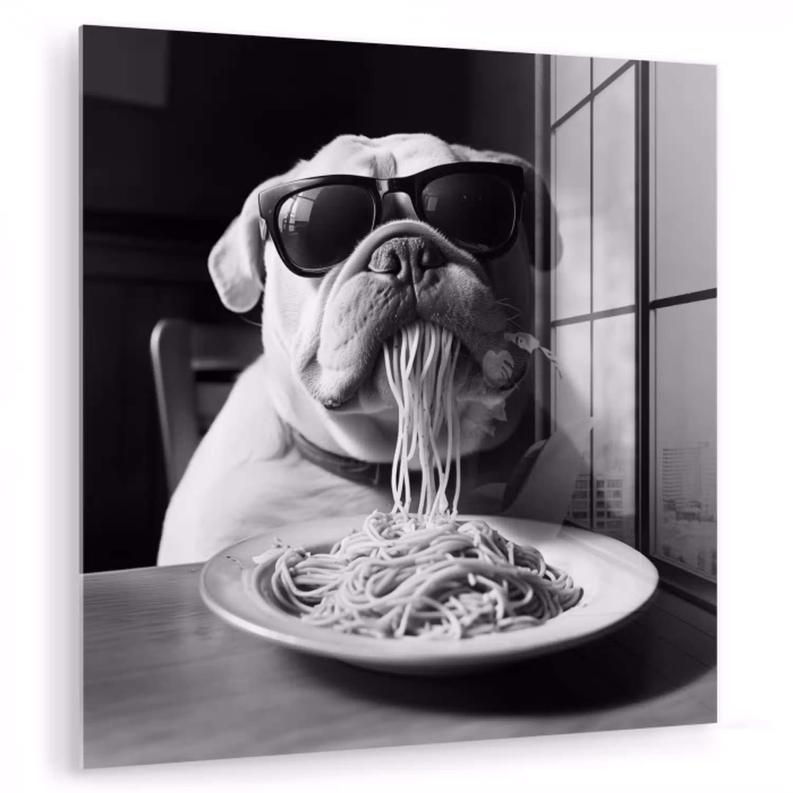 Hond - Bulldog - Pasta - Bril - Stoer - Dieren plexiglas 5mm klein -zzzproduct_nieuw