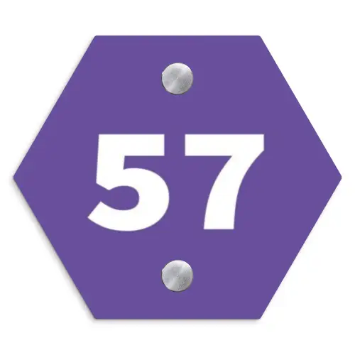 Donkerpaars - Traditioneel Naambord Hexagon klein -3d