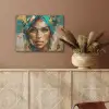 Vrouw - Portret - Goud - Luxe - Blauw PET vilt klein -sfeer4