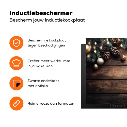 Kerstdecoratie - Houten - Dennenappel - Bruin Inductie beschermer vinyl 3mm klein -zzzzzzz-td-ups