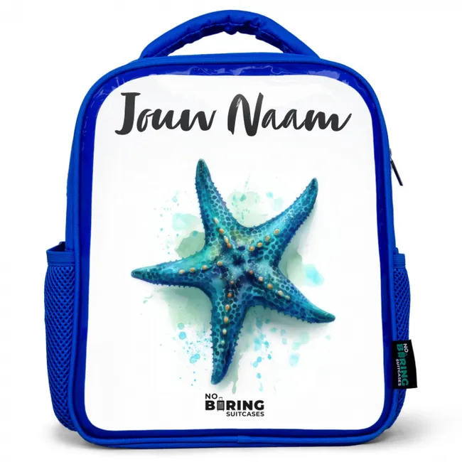 Blauwe Zeester op Witte Achtergrond Kinderrugzak - Blauw middel -3d