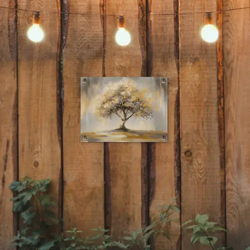 Schilderij - Boom - Abstract - Bladeren tuinposter los doek klein -sfeer1