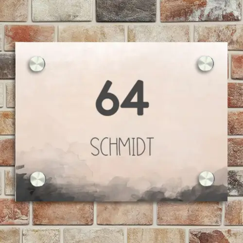 Aquarel - Beige - Modern Naambord Rechthoek middel -sfeer3