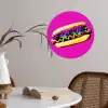 Hotdog - Roze - Retro Wandcirkel behangsticker klein -sfeer3