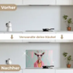 Zonnebril - Roze - Geit - Horen keuken achterwand spatscherm klein -voor_na_DE