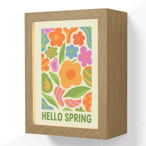 Illustratie - Bloemen - Quote - Kleurrijk Light Box met kabel (Wandlamp) klein -3d