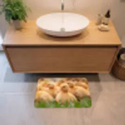 Pijltje - Eend - Natuur - Geel Badmat klein -sfeer1