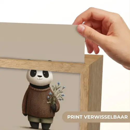 Panda - Blauwe bloemen - Zachtheid Light Box met kabel (Kinderlampje) klein -USP_websiteprintNL
