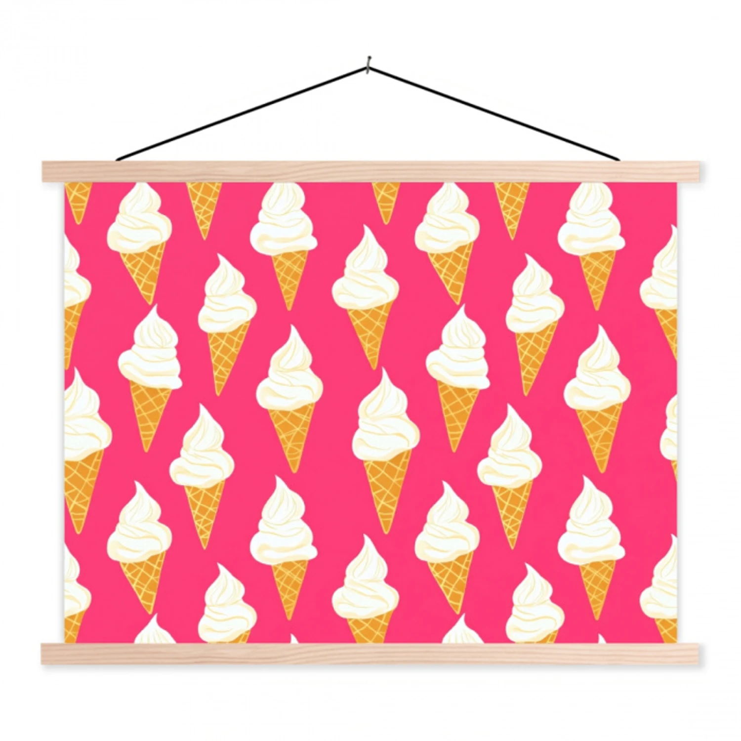 Softijs - Horentje - Roze textielposter latten blank klein 122 -3d